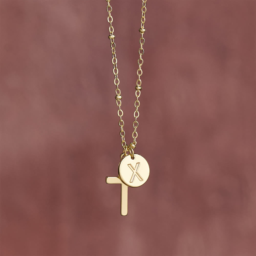 FREE Today: Initial Letter Disc & Cross Pendant Necklace: Timeless Symbol of Personal Faith - image 4