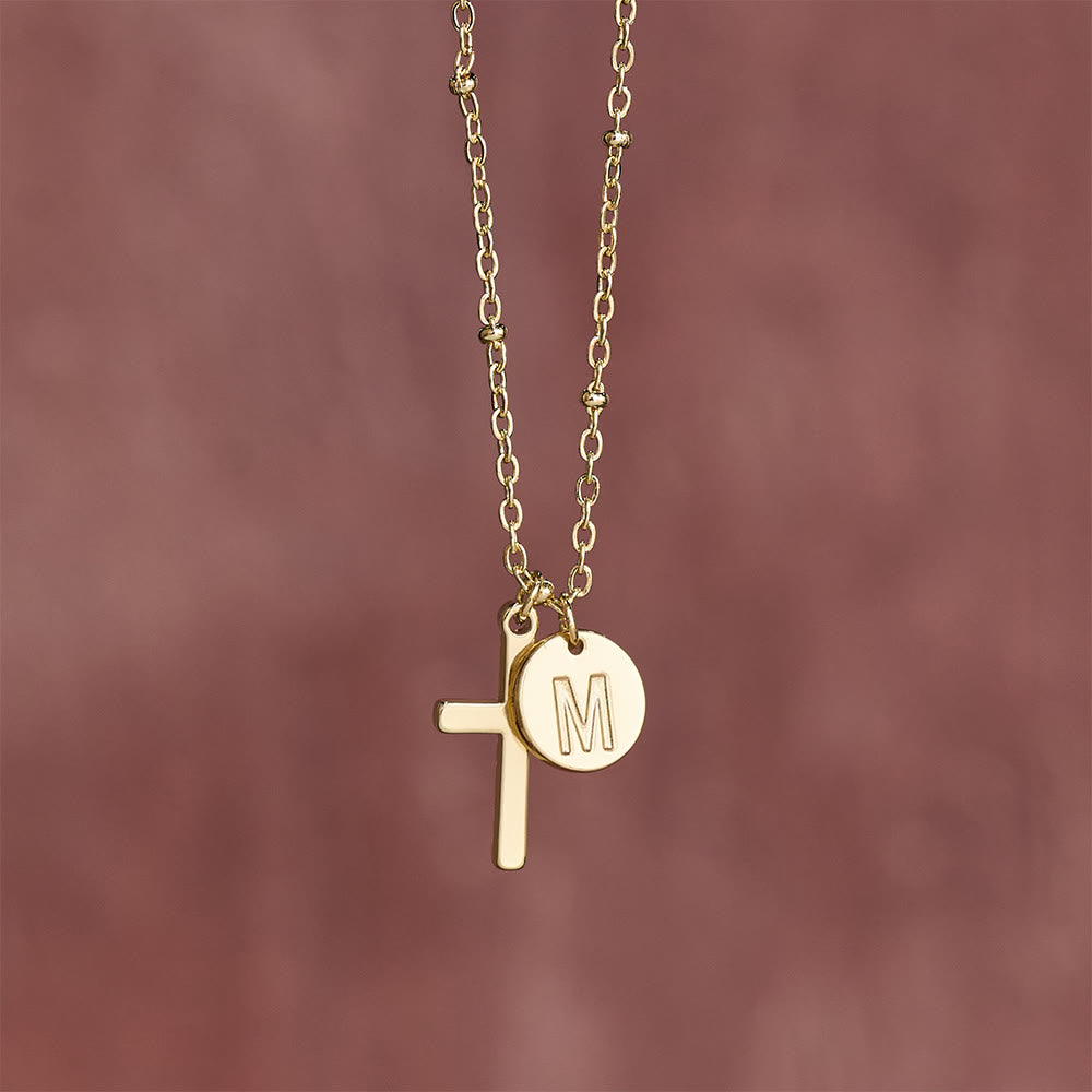 FREE Today: Initial Letter Disc & Cross Pendant Necklace: Timeless Symbol of Personal Faith - image 5
