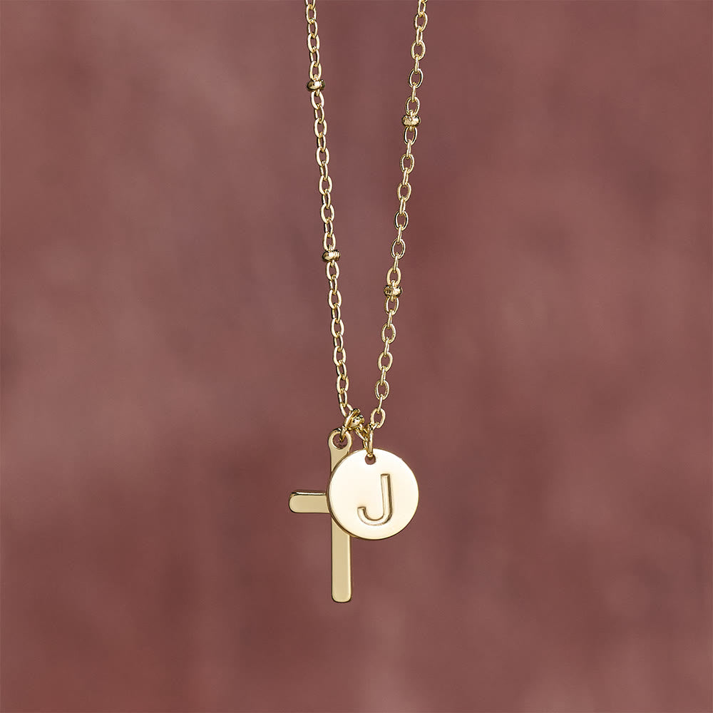 FREE Today: Initial Letter Disc & Cross Pendant Necklace: Timeless Symbol of Personal Faith - image 31