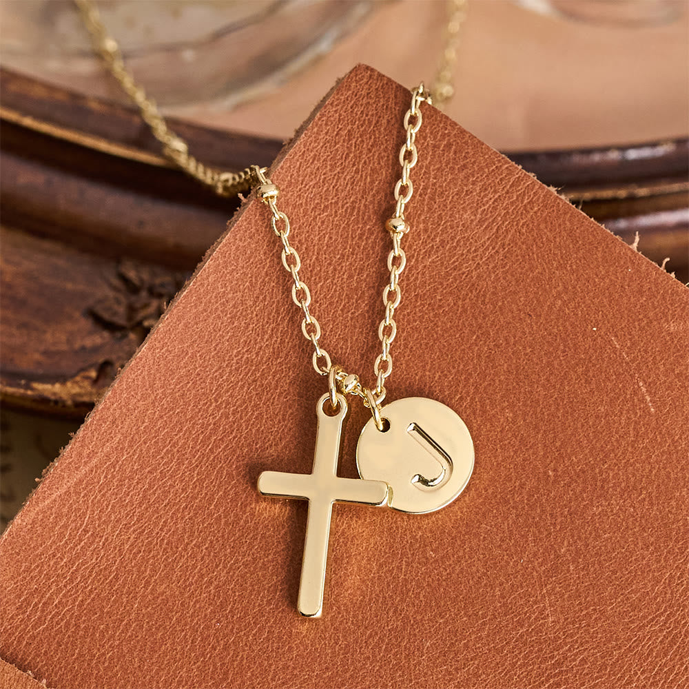 FREE Today: Initial Letter Disc & Cross Pendant Necklace: Timeless Symbol of Personal Faith - image 3