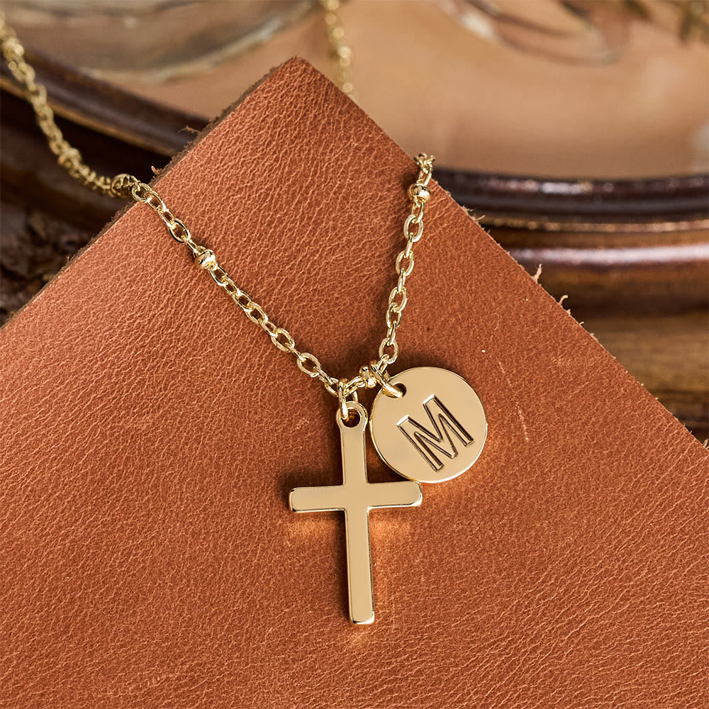 FREE Today: Initial Letter Disc & Cross Pendant Necklace: Timeless Symbol of Personal Faith - image 34