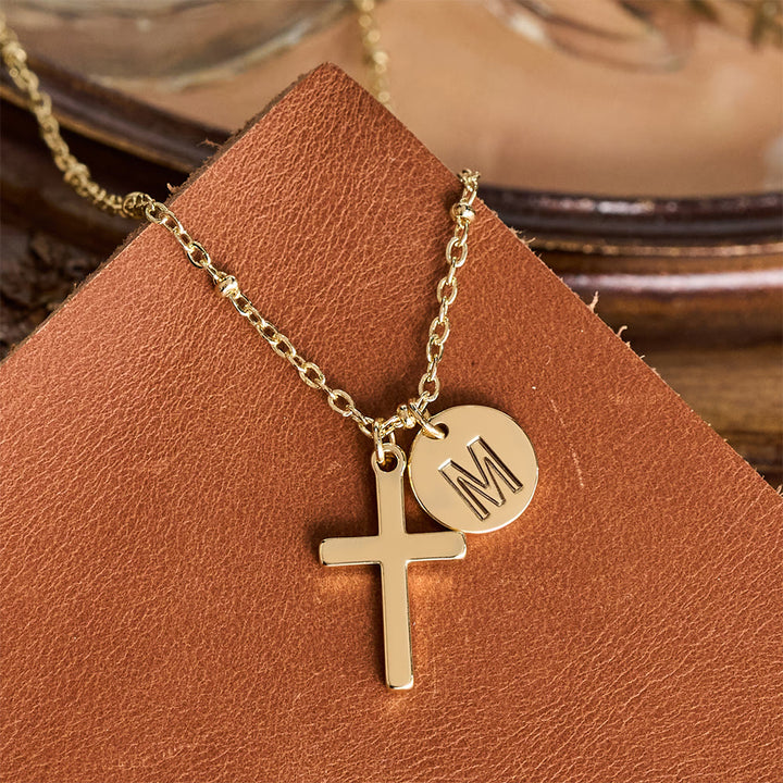 FREE Today: Initial Letter Disc & Cross Pendant Necklace: Timeless Symbol of Personal Faith - image 34