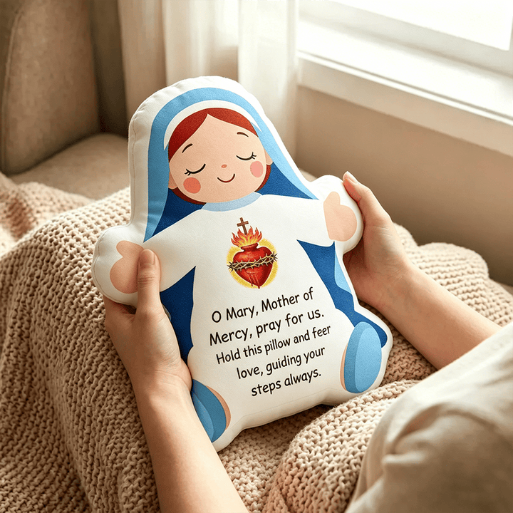Christianartworkshop Sacred Heart Our Lady Character Shaped Pillow: A Token Of Merciful Love & Spiritual Guidance - image 4