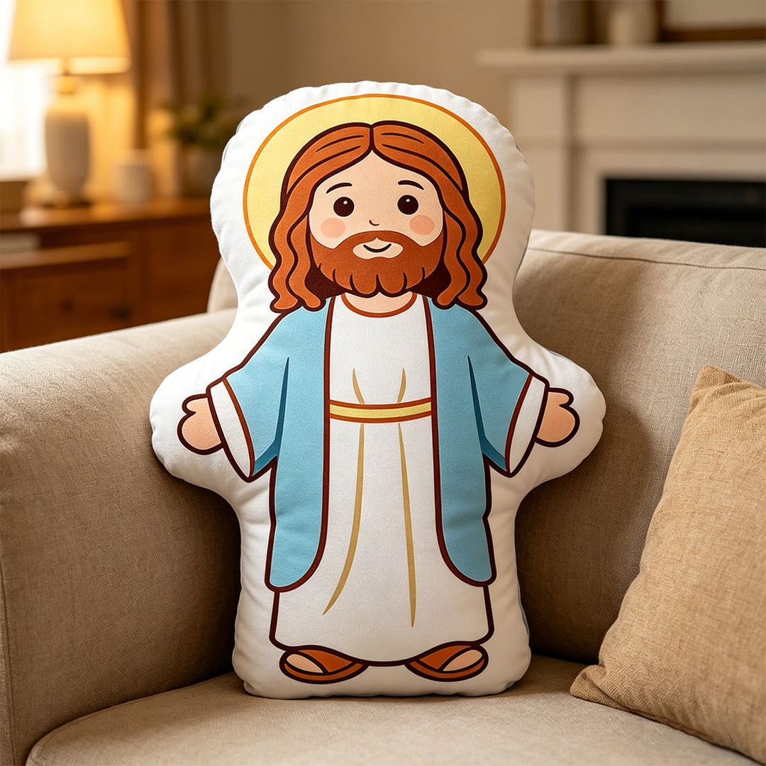 Christianartworkshop Halo Holy Figure Open Arms Character Pillow: Timeless Emblem Of Divine Warmth & Eternal Love - 24" (60cm) - image 0