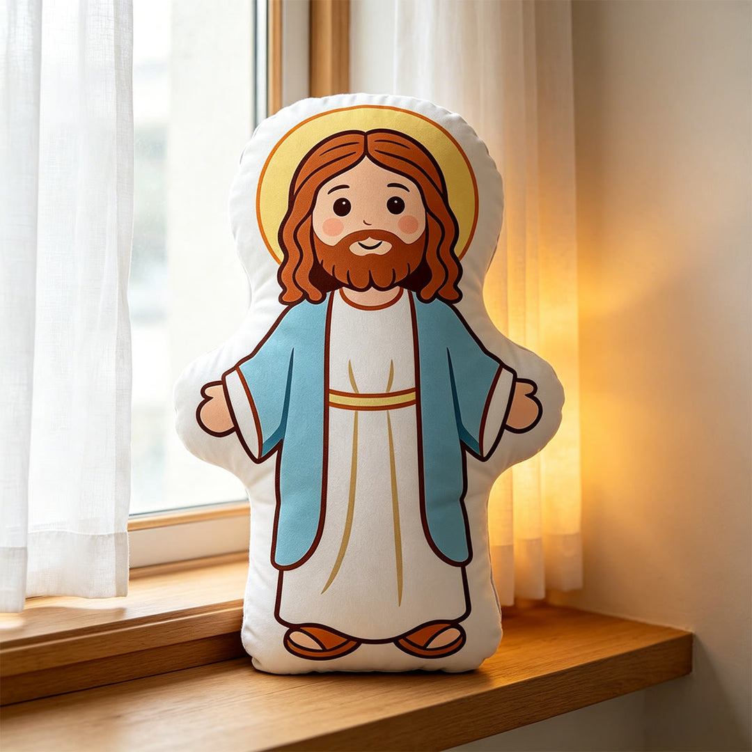 Christianartworkshop Halo Holy Figure Open Arms Character Pillow: Timeless Emblem Of Divine Warmth & Eternal Love - image 1