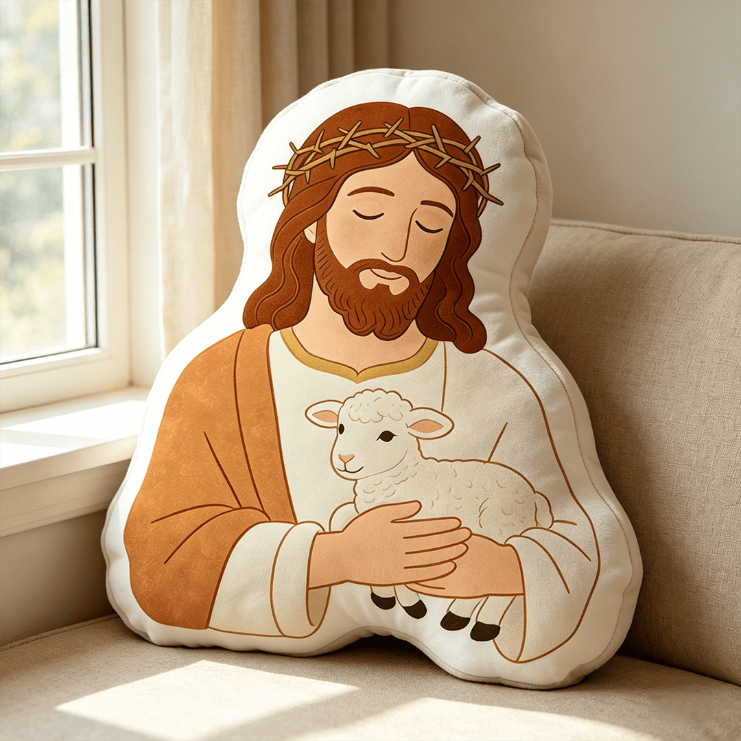 Christianartworkshop Good Shepherd Crown Of Thorns Character Pillow: Symbol Of Tender Care & Loving Guidance - 24" (60cm) - image 0