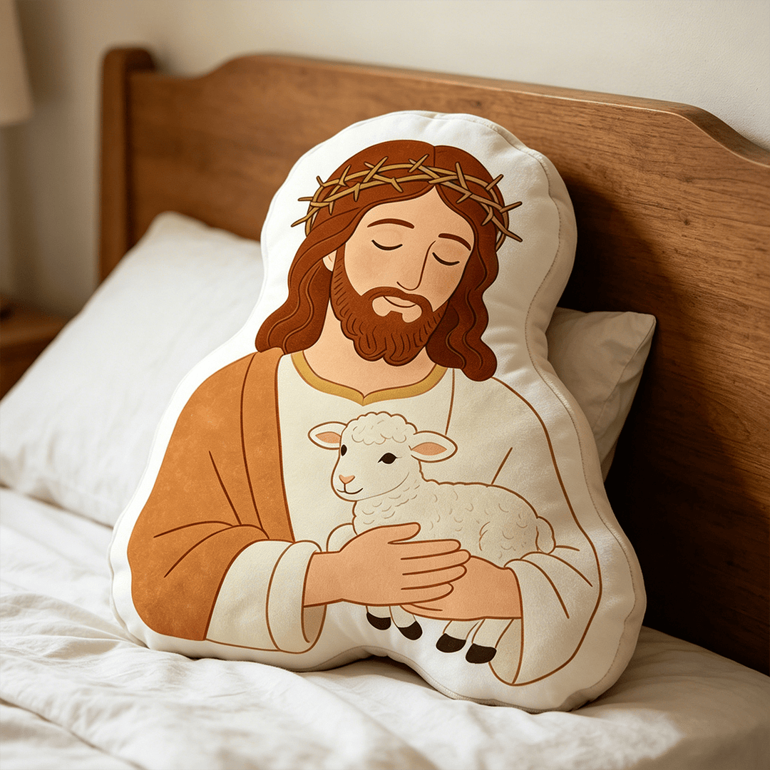 Christianartworkshop Good Shepherd Crown Of Thorns Character Pillow: Symbol Of Tender Care & Loving Guidance - image 2