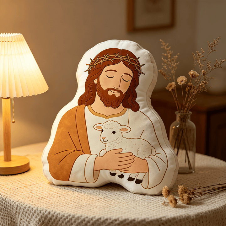 Christianartworkshop Good Shepherd Crown Of Thorns Character Pillow: Symbol Of Tender Care & Loving Guidance - image 4