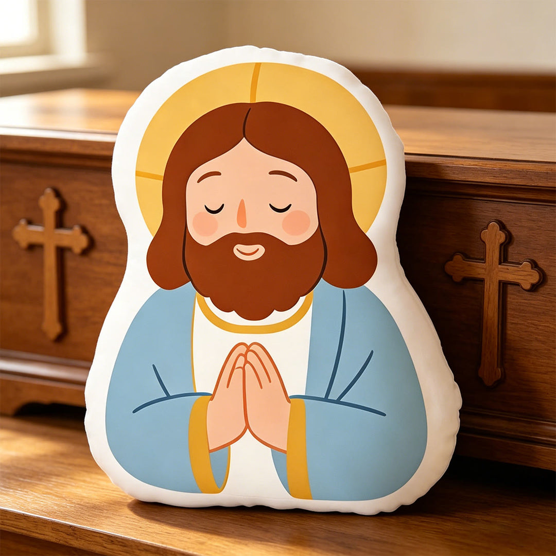 Christianartworkshop Halo Our Lady Holding Lamb Character Pillow: Emblem Of Tender Motherly Care & Gentle Blessing - image 7