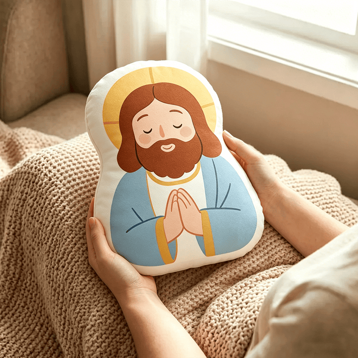 Christianartworkshop Halo Our Lady Holding Lamb Character Pillow: Emblem Of Tender Motherly Care & Gentle Blessing - image 9