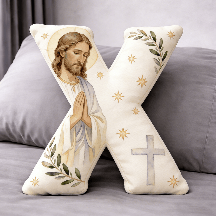 Christianartworkshop Letter Shaped Praying Jesus Cross Pillow: Emblem Of Devout Prayer And Timeless Faith - 24" (60cm) - X - image 23