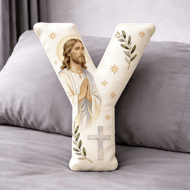 Christianartworkshop Letter Shaped Praying Jesus Cross Pillow: Emblem Of Devout Prayer And Timeless Faith - 24" (60cm) - Y - image 24