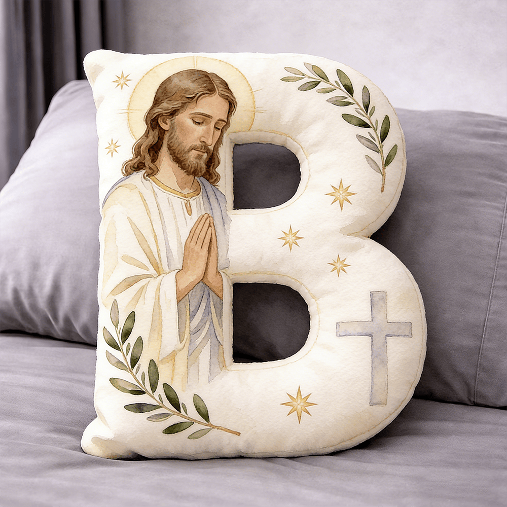 Christianartworkshop Letter Shaped Praying Jesus Cross Pillow: Emblem Of Devout Prayer And Timeless Faith - 24" (60cm) - B - image 2