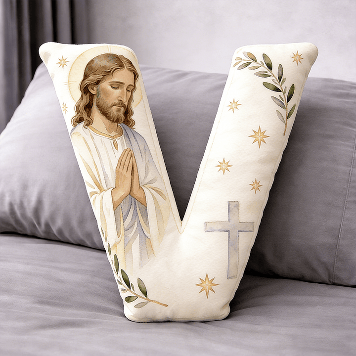 Christianartworkshop Letter Shaped Praying Jesus Cross Pillow: Emblem Of Devout Prayer And Timeless Faith - 24" (60cm) - V - image 21