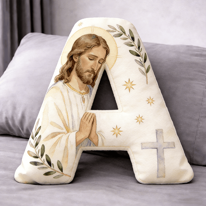 Christianartworkshop Letter Shaped Praying Jesus Cross Pillow: Emblem Of Devout Prayer And Timeless Faith - 24" (60cm) - A - image 1