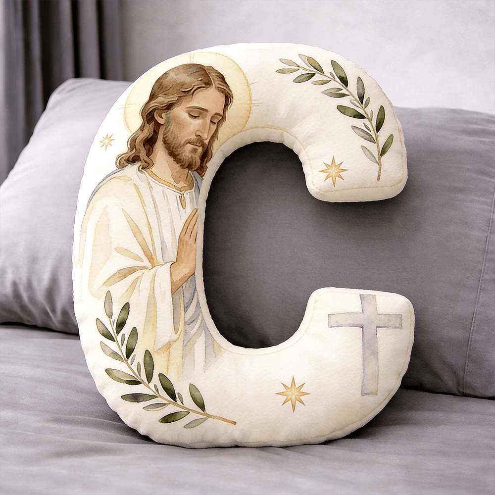 Christianartworkshop Letter Shaped Praying Jesus Cross Pillow: Emblem Of Devout Prayer And Timeless Faith - 24" (60cm) - C - image 3
