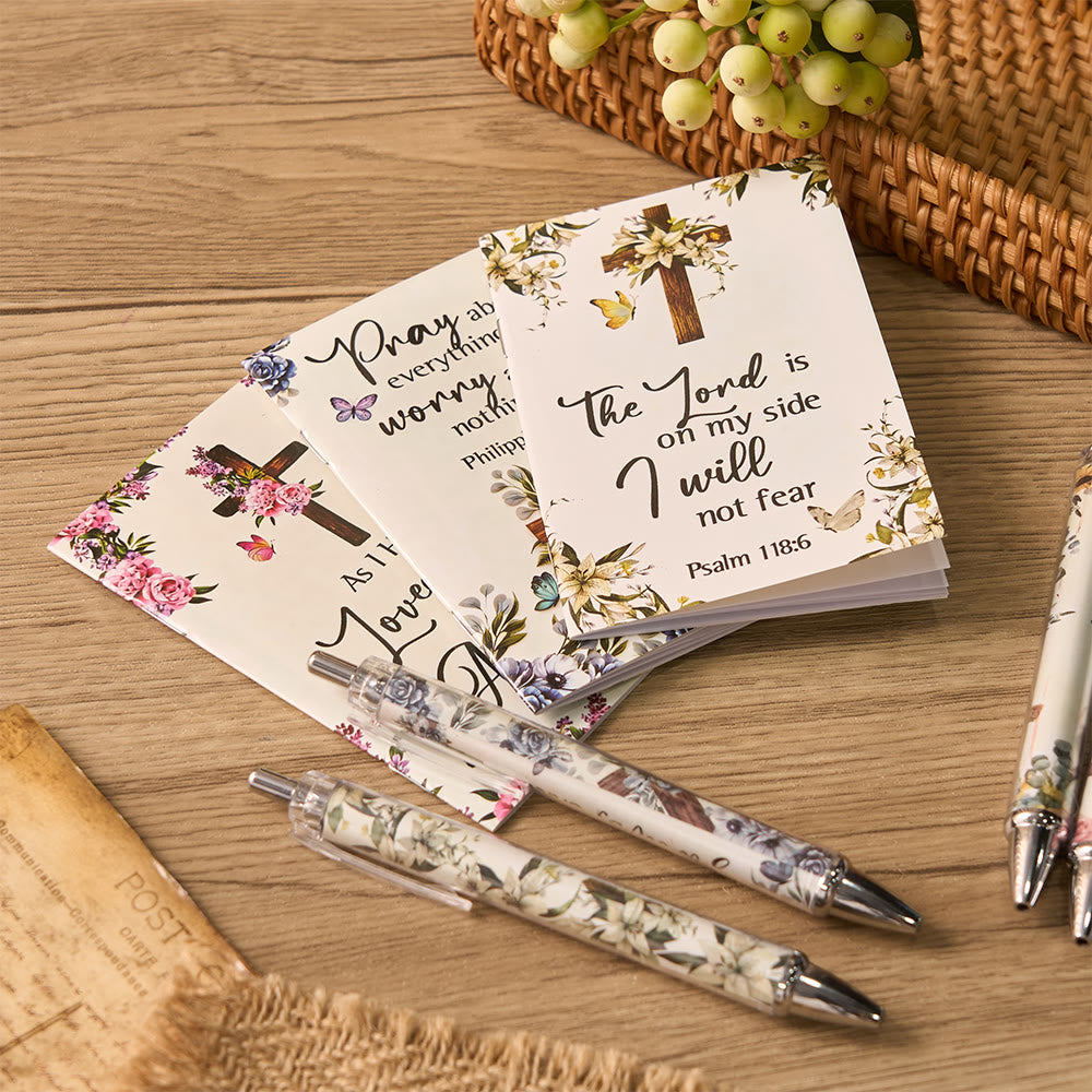 Christianartworkshop Floral Cross Motivational Pens & Bible Verse Notebooks Gift Set - image 2