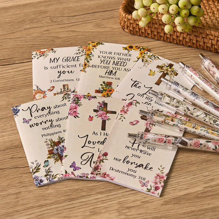 Christianartworkshop Floral Cross Motivational Pens & Bible Verse Notebooks Gift Set - image 4
