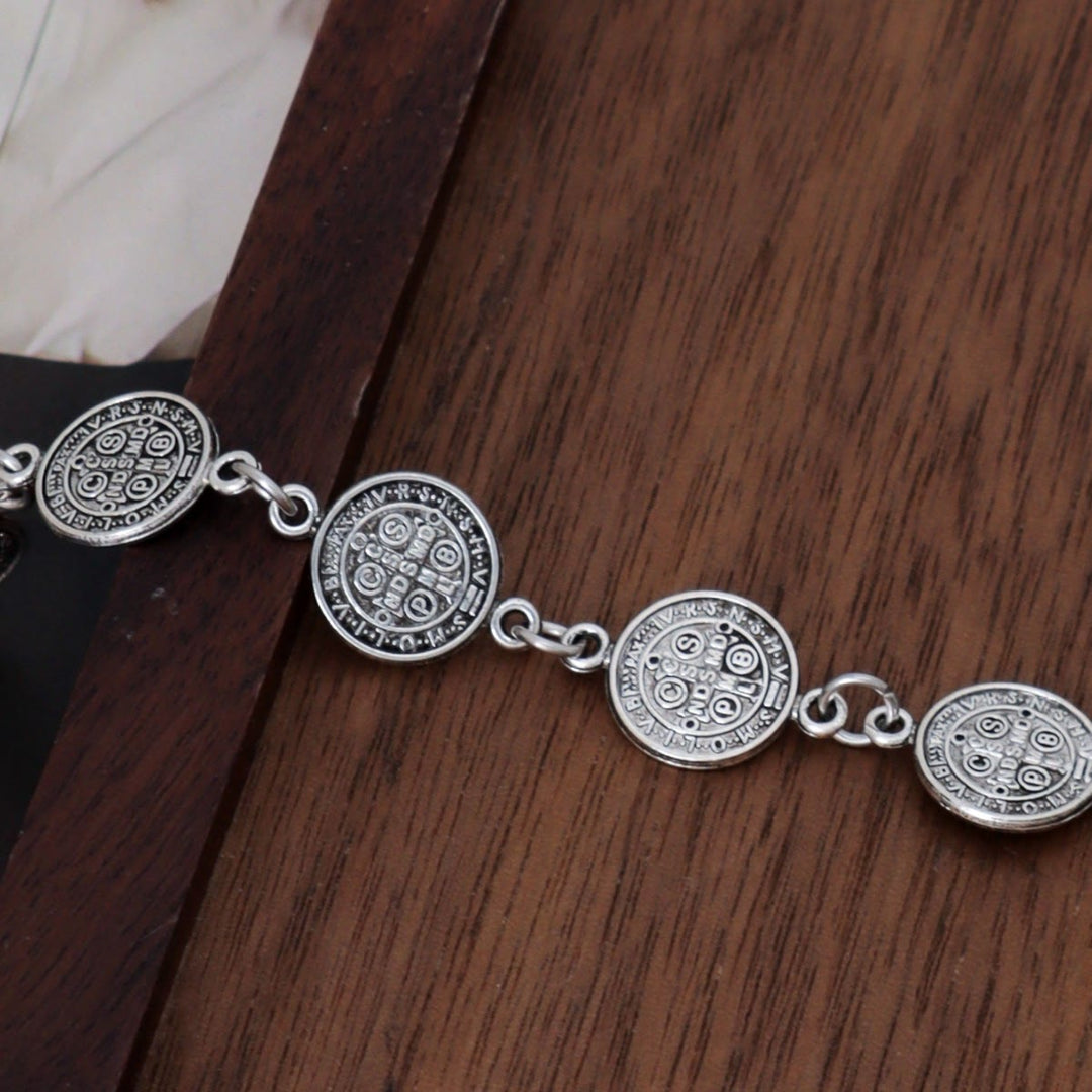 Christianartworkshop St. Benedict Medal Link Bracelet With Crucifix Pendant: Sacred Symbol Of Divine Protection - image 3