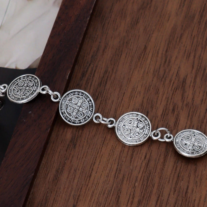 Christianartworkshop St. Benedict Medal Link Bracelet With Crucifix Pendant: Sacred Symbol Of Divine Protection - image 3
