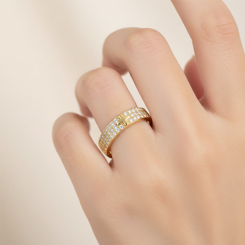 Christianartworkshop Paved Crystal Cross Open Adjustable Ring: Symbol Of Eternal Hope & Grace - image 4