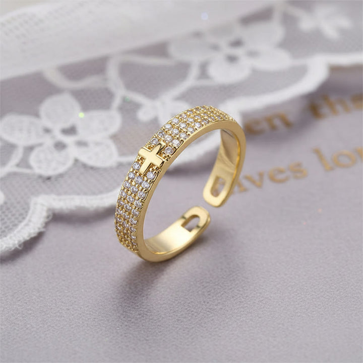 Christianartworkshop Paved Crystal Cross Open Adjustable Ring: Symbol Of Eternal Hope & Grace - image 3