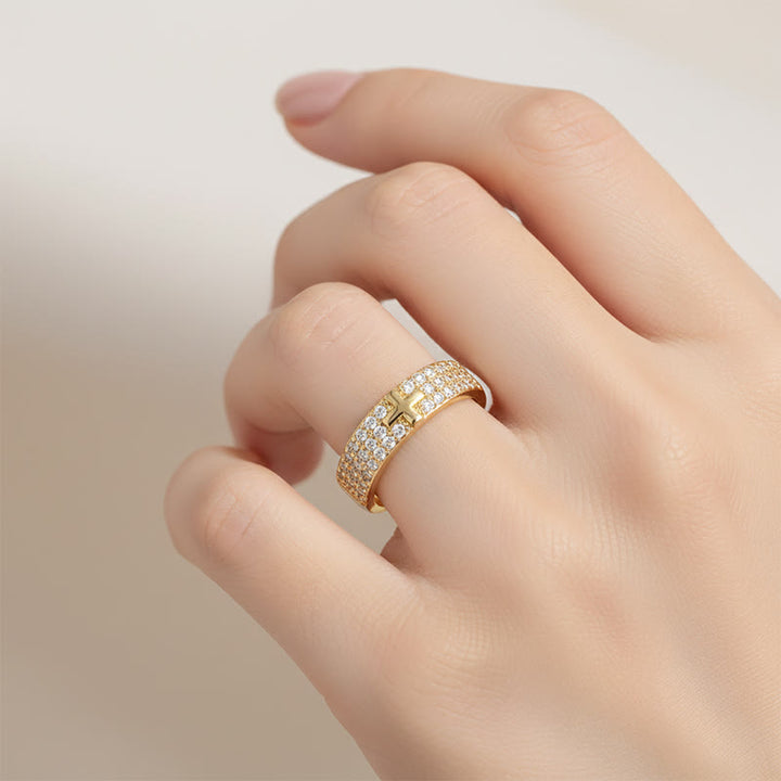 Christianartworkshop Paved Crystal Cross Open Adjustable Ring: Symbol Of Eternal Hope & Grace - image 2