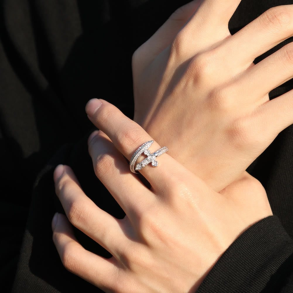 Christianartworkshop Sword Cross Pave Open Adjustable Ring: Emblem Of Faith & Divine Strength - image 6