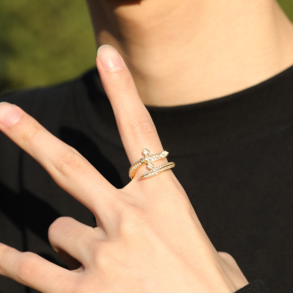 Christianartworkshop Sword Cross Pave Open Adjustable Ring: Emblem Of Faith & Divine Strength - image 3