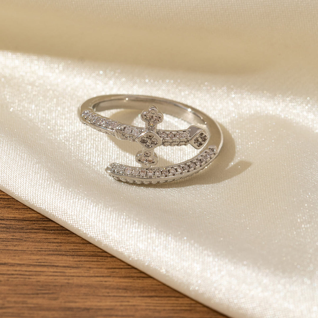 Christianartworkshop Sword Cross Pave Open Adjustable Ring: Emblem Of Faith & Divine Strength - image 5