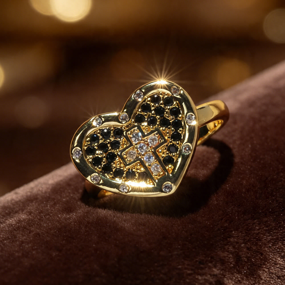 Christianartworkshop Heart Shaped Pave Cross Statement Ring: Symbol Of Sacred Love & Grace - image 5