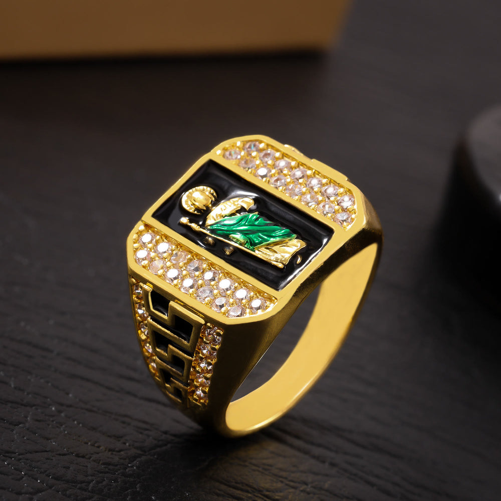 FREE Today: Geometric Pattern St. Jude Faith Ring: Shining Zircon Emblem Of Steadfast Devotion - image 1