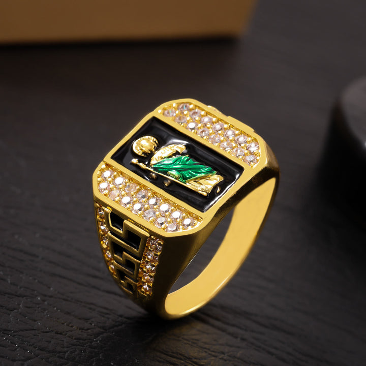 FREE Today: Geometric Pattern St. Jude Faith Ring: Shining Zircon Emblem Of Steadfast Devotion - image 1