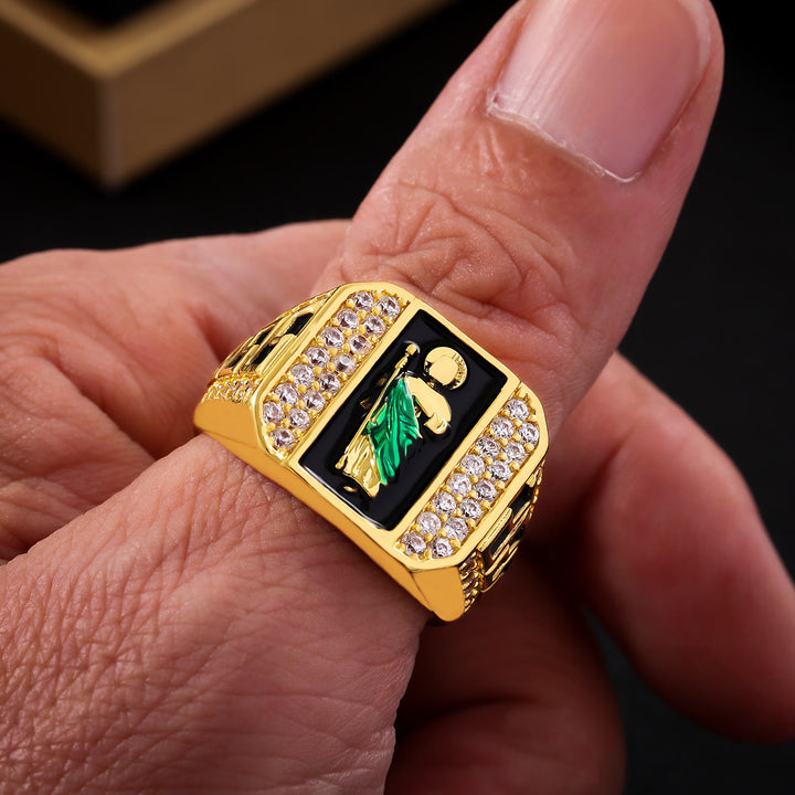 FREE Today: Geometric Pattern St. Jude Faith Ring: Shining Zircon Emblem Of Steadfast Devotion - US 12 - image 0