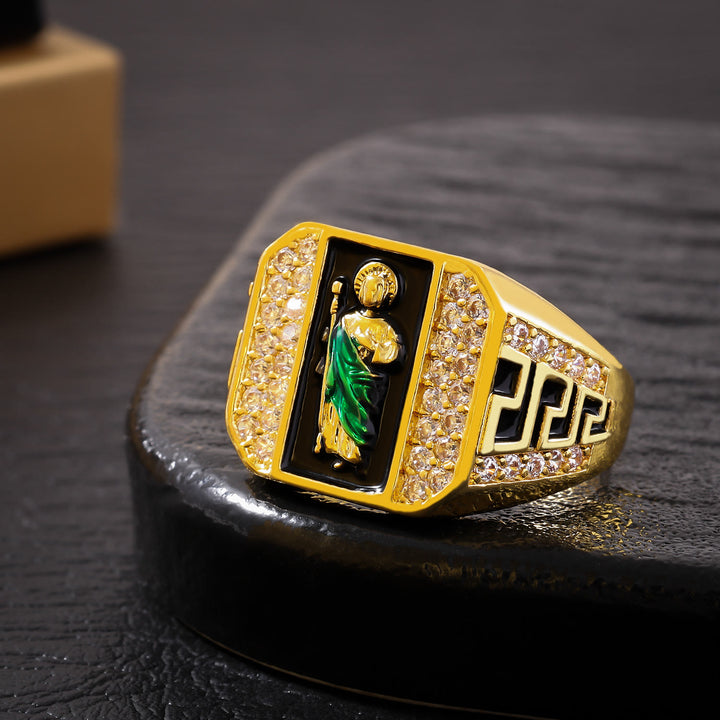 FREE Today: Geometric Pattern St. Jude Faith Ring: Shining Zircon Emblem Of Steadfast Devotion - image 4