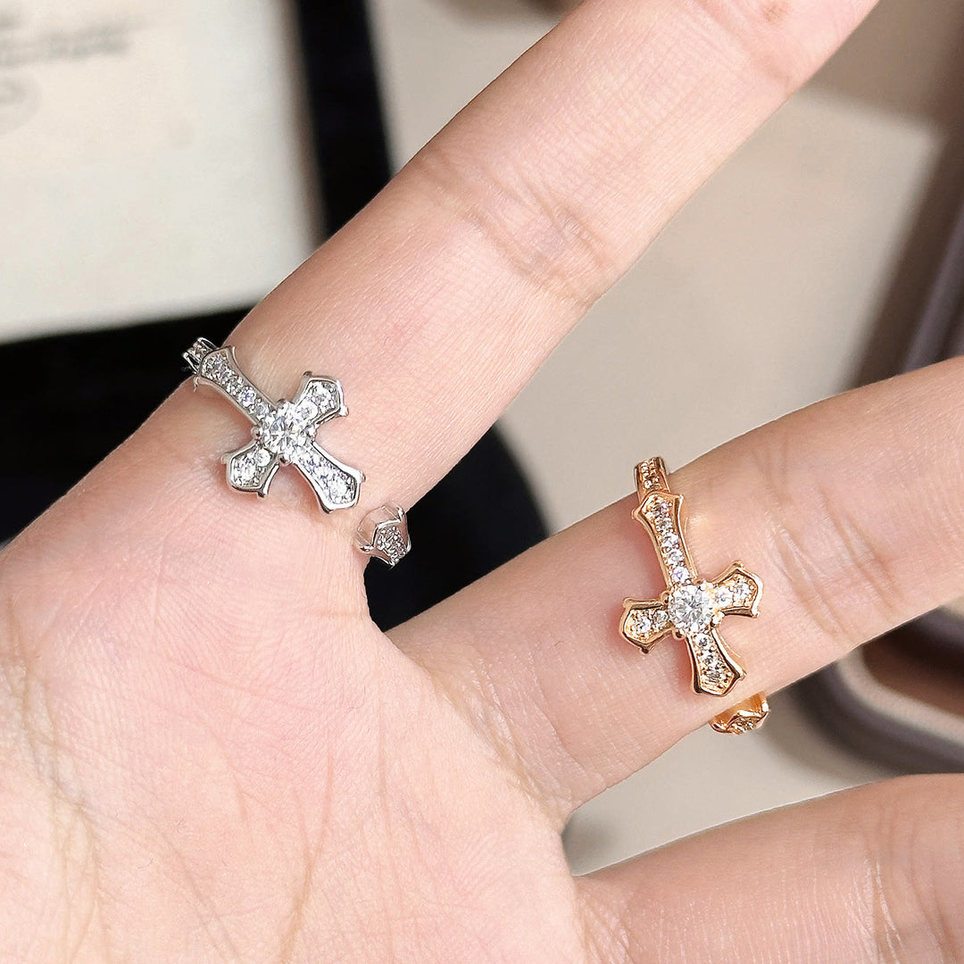 Christianartworkshop Dainty Paved Zircon Cross Adjustable Ring: Gentle Emblem Of Heavenly Redemption Faith - image 1
