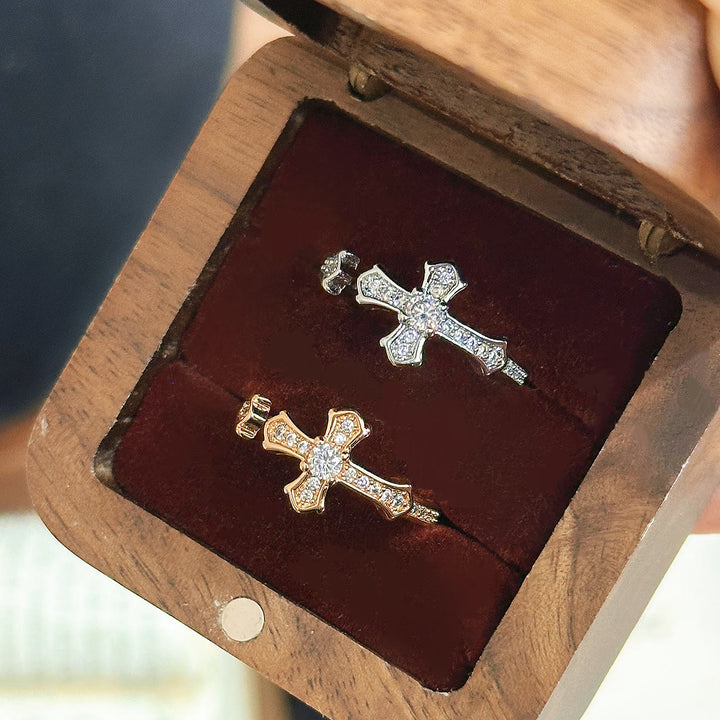 Christianartworkshop Dainty Paved Zircon Cross Adjustable Ring: Gentle Emblem Of Heavenly Redemption Faith - image 0