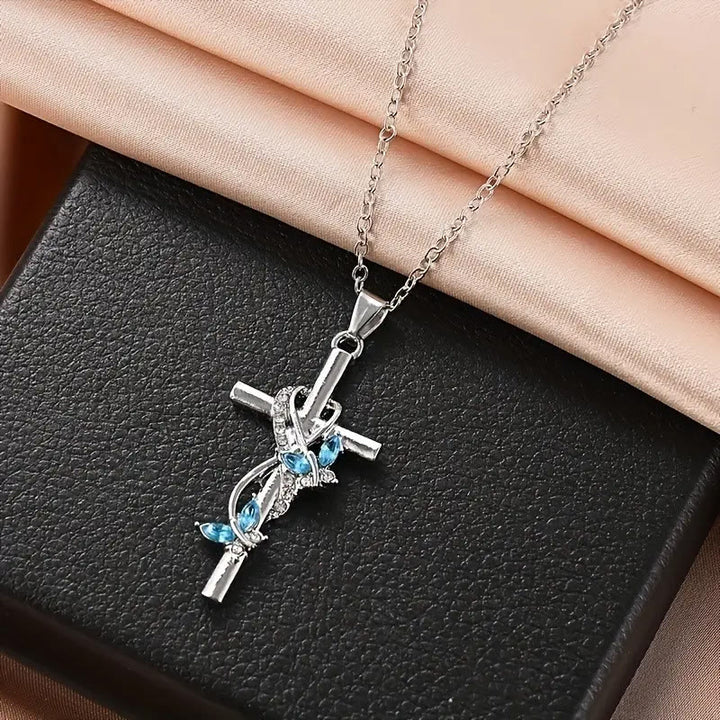 FREE Today: Vine Wrapped Butterfly Cross Zircon Necklace: 4 Color Sacred Redemption Faith Pendant Jewelry - image 6