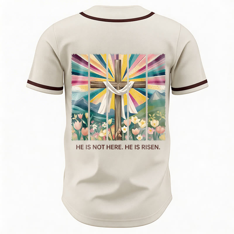 Christianartworkshop He Is Not Here He Is Risen Faith Unisex Baseball Jersey - image 5