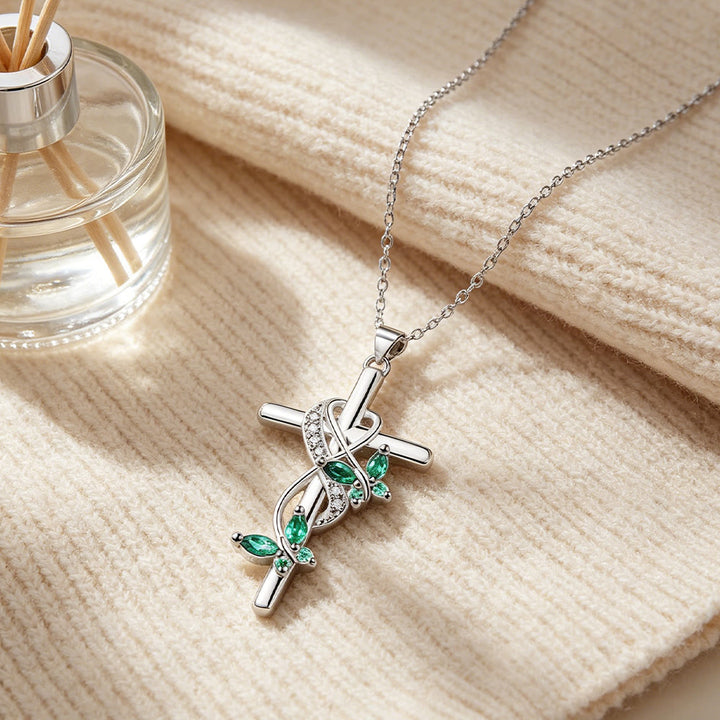 FREE Today: Vine Wrapped Butterfly Cross Zircon Necklace: 4 Color Sacred Redemption Faith Pendant Jewelry - Green - image 11