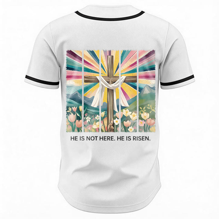 Christianartworkshop He Is Not Here He Is Risen Faith Unisex Baseball Jersey - image 12