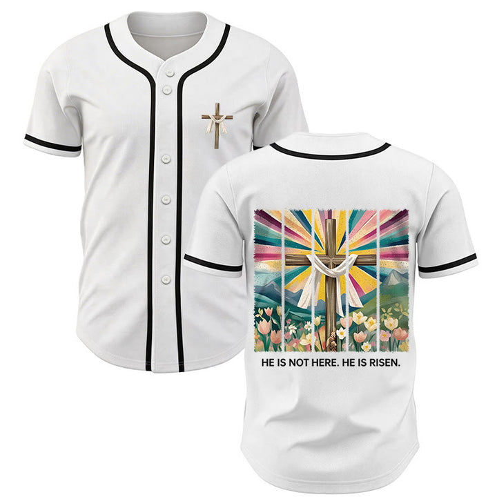 Christianartworkshop He Is Not Here He Is Risen Faith Unisex Baseball Jersey - White - 5XL - image 7