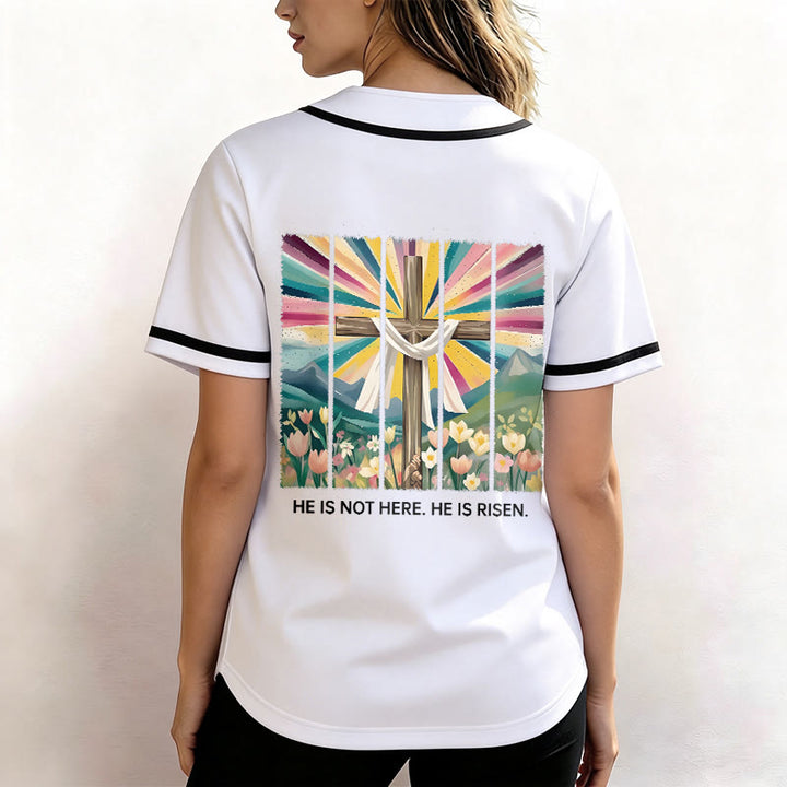 Christianartworkshop He Is Not Here He Is Risen Faith Unisex Baseball Jersey - image 10