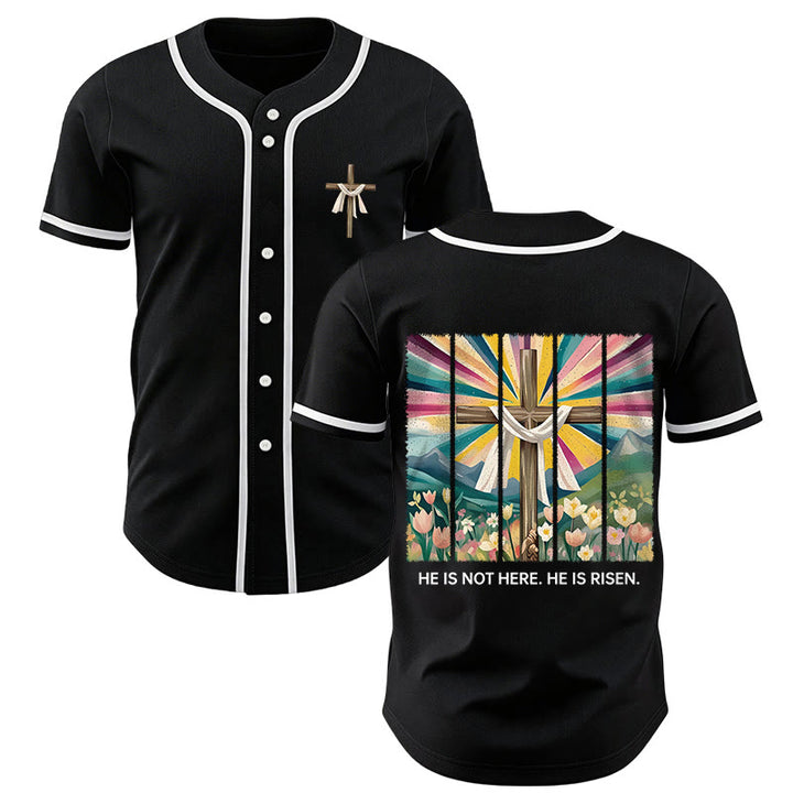 Christianartworkshop He Is Not Here He Is Risen Faith Unisex Baseball Jersey - Black - 5XL - image 14