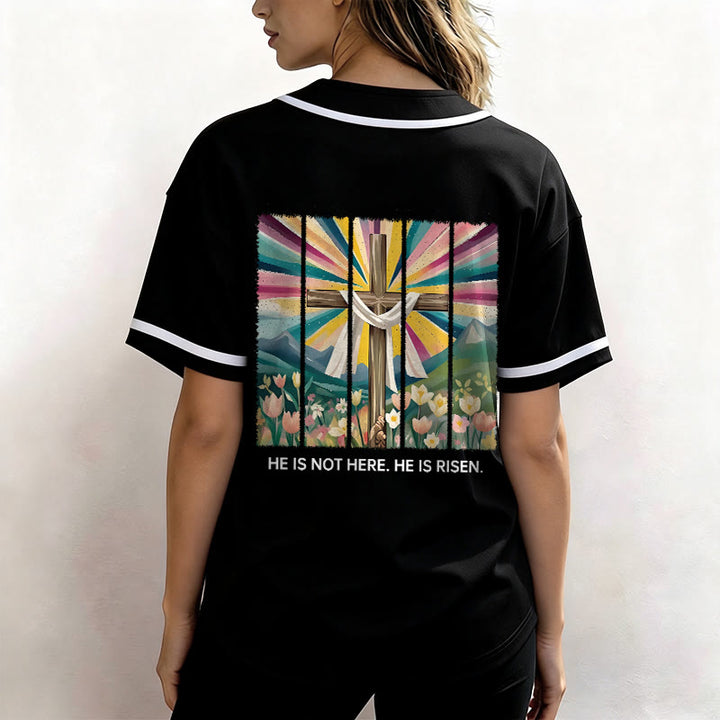 Christianartworkshop He Is Not Here He Is Risen Faith Unisex Baseball Jersey - image 17