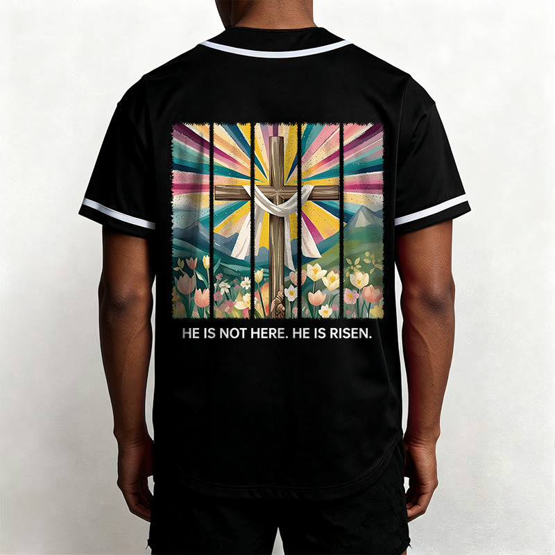 Christianartworkshop He Is Not Here He Is Risen Faith Unisex Baseball Jersey - image 15