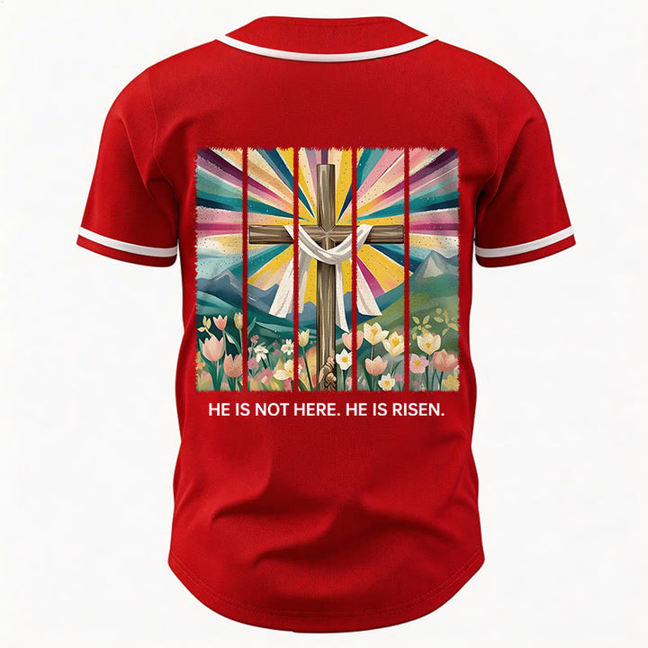 Christianartworkshop He Is Not Here He Is Risen Faith Unisex Baseball Jersey - image 26