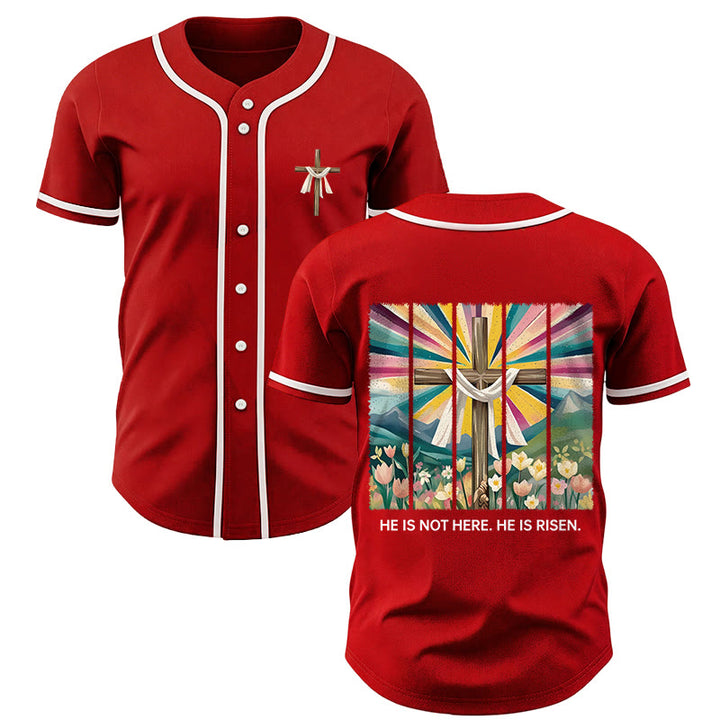 Christianartworkshop He Is Not Here He Is Risen Faith Unisex Baseball Jersey - Red - 5XL - image 21