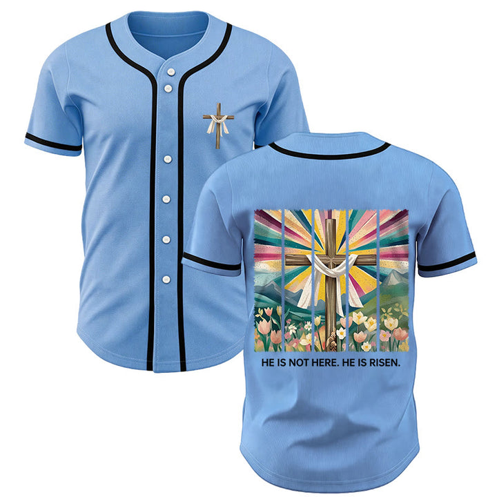 Christianartworkshop He Is Not Here He Is Risen Faith Unisex Baseball Jersey - Blue - 5XL - image 35