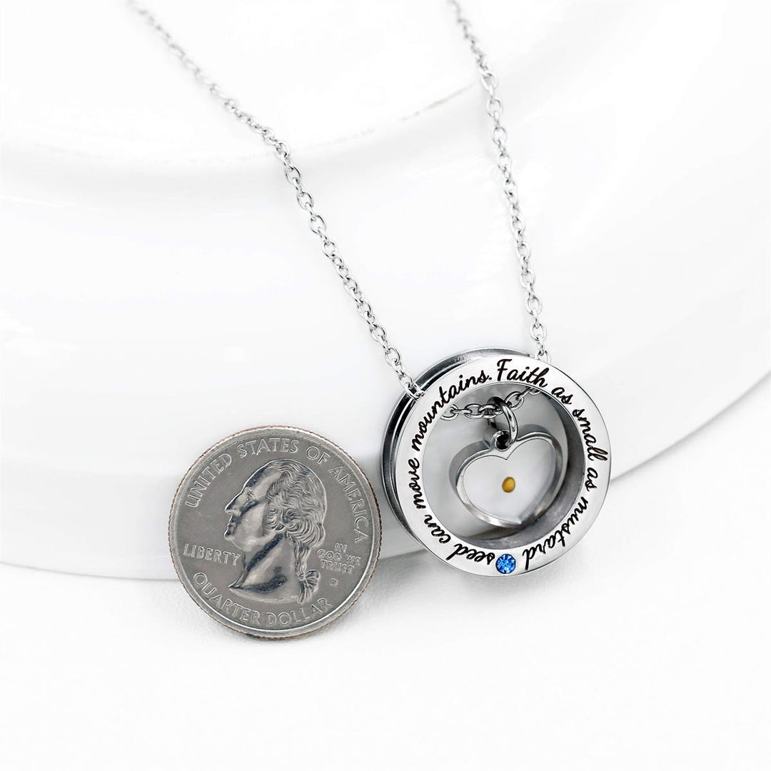 Christianartworkshop Mustard Seed Heart Circle Scripture Necklace: Faith As Small As Mustard Seed Faith Pendant Jewelry - image 3